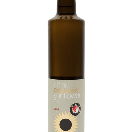Spiral sunflower oil 500ML bottle on white background