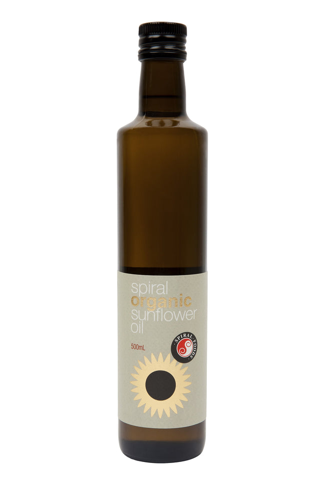 Spiral sunflower oil 500ML bottle on white background