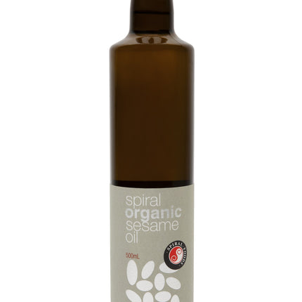 Spiral Foods sesame oil 500ML bottle on white background