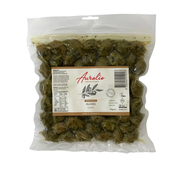 Aurelio Organic Garlic Olives 300G