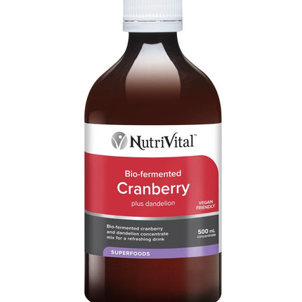 NutriVital cranberry liquid 500ml organic bio-fermented drink