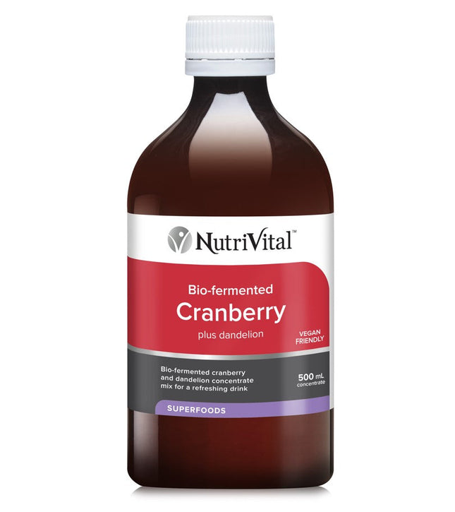 NutriVital cranberry liquid 500ml organic bio-fermented drink