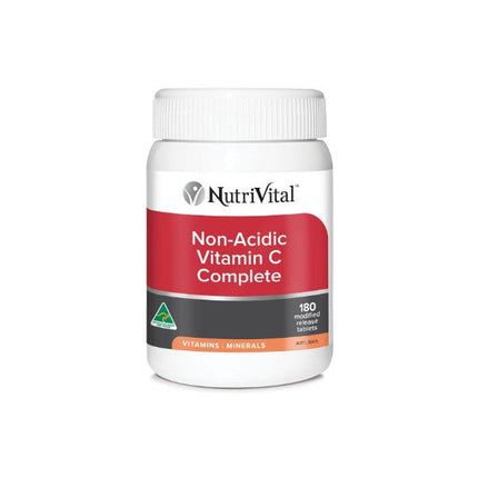 NutriVital tablets bottle promoting non-acidic vitamin C