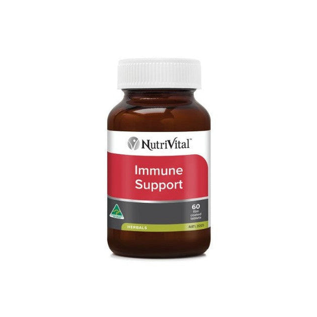 Bottle of NutriVital Immune Support Tablets on display
