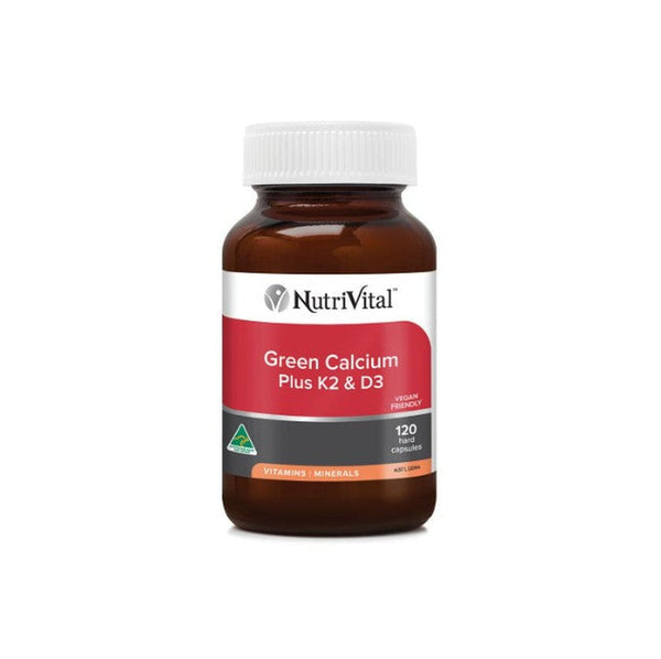 NutriVital Green Calcium Plus K2 & D3 supplement bottle