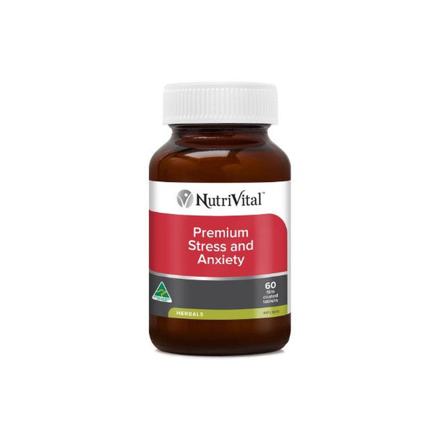 NutriVital stress anxiety tablets in a sleek bottle