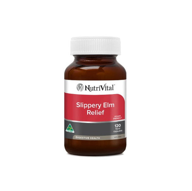 NutriVital Slippery Elm Relief herbal supplement bottle
