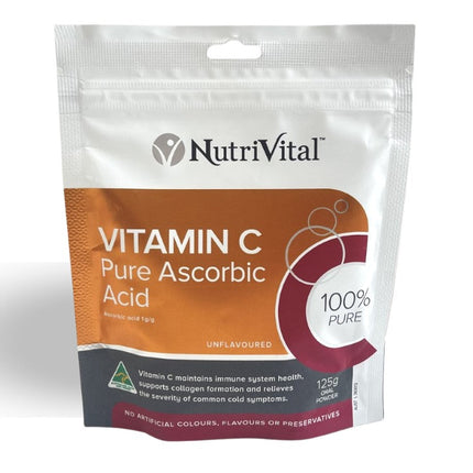 NutriVital Vitamin C pure ascorbic acid 125g container