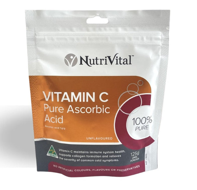 NutriVital Vitamin C pure ascorbic acid 125g container