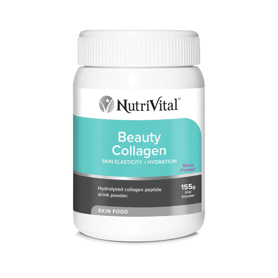 NutriVital Beauty Collagen 155g container with vibrant packaging