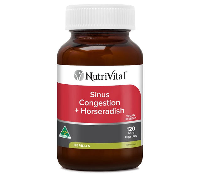 NutriVital Sinus Congestion with horseradish supplement bottle