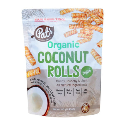 Pat's Organic Coconut Rolls Original 140g x 12