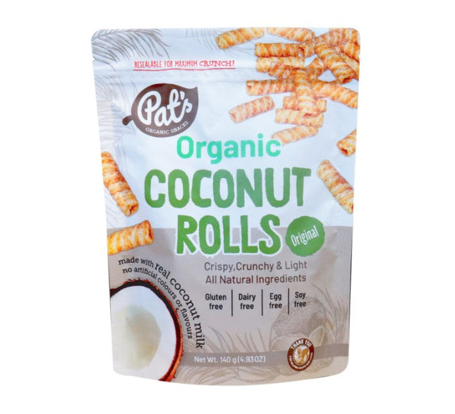 Pat's Organic Coconut Rolls Original 140g x 12