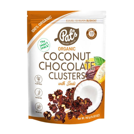 Pat's Organic Coconut Clusters Chocolate 140g x 12