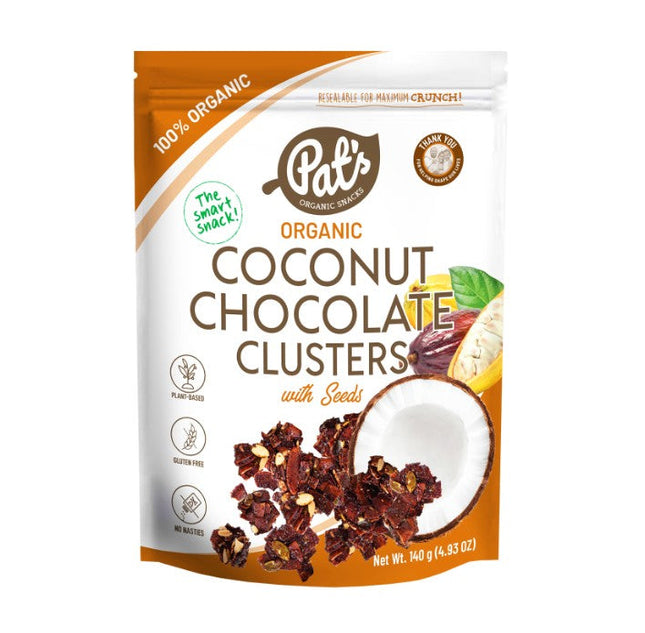 Pat's Organic Coconut Clusters Chocolate 140g x 12