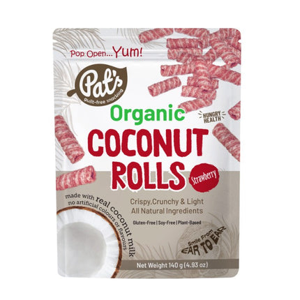 Pat's Organic Coconut Rolls Strawberry 140g x 12