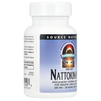 Source Naturals NSK-SD, Nattokinase, 200 mg, 30 Vegan Capsules, label view 4