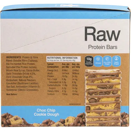Amazonia Raw Protein Bar Choc Chip Cookie Dough 10x40g