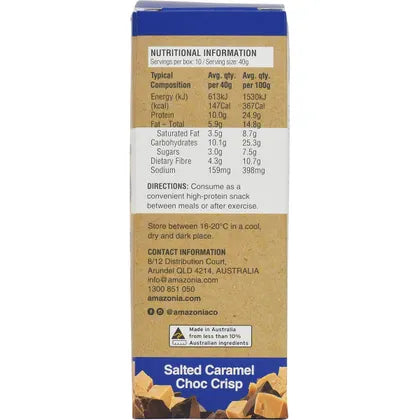 Amazonia Raw Protein Bar Salted Caramel Choc Crisp 10x40g