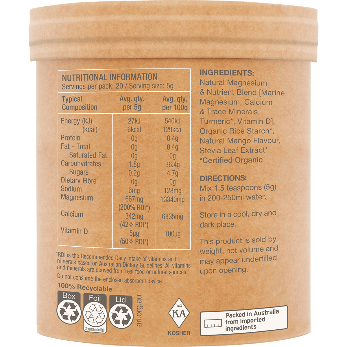 Raw Muscle Magnesium Creamy Mango