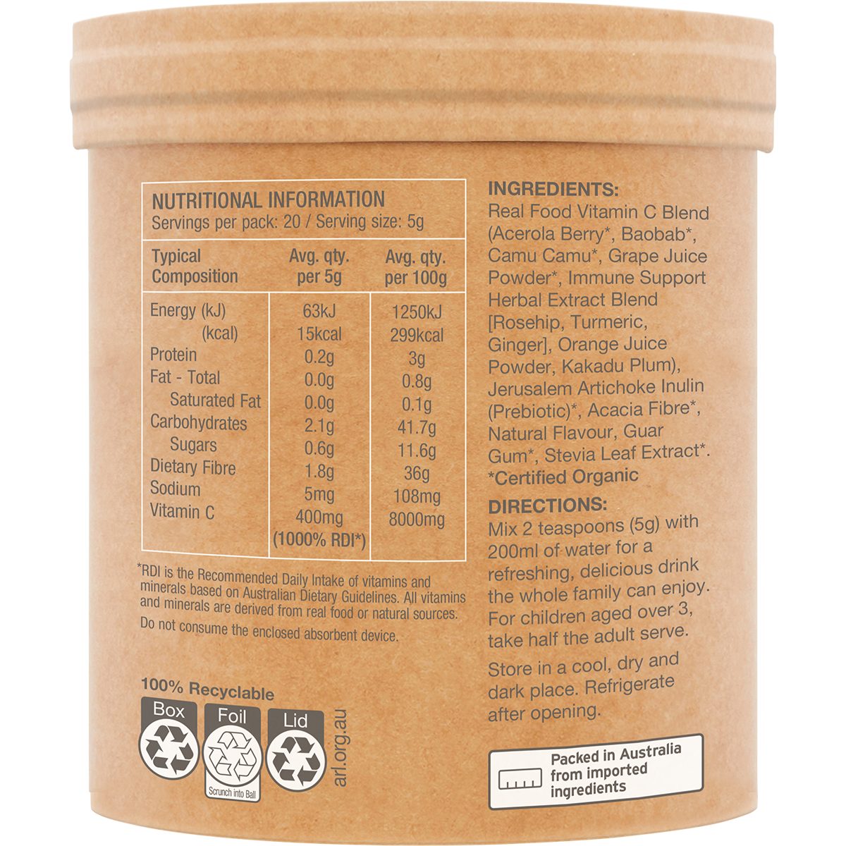 Raw Organic Vitamin C Passionfruit