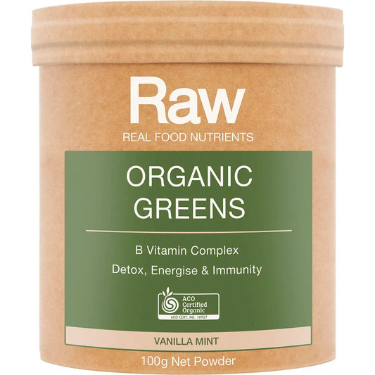 Amazonia Raw Organic Greens Vanilla Mint 100g