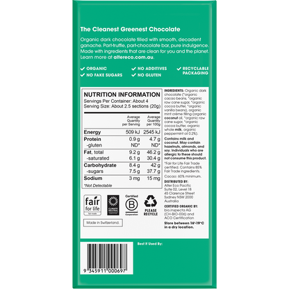 Chocolate Organic Mint Creme Dark Truffle Thins