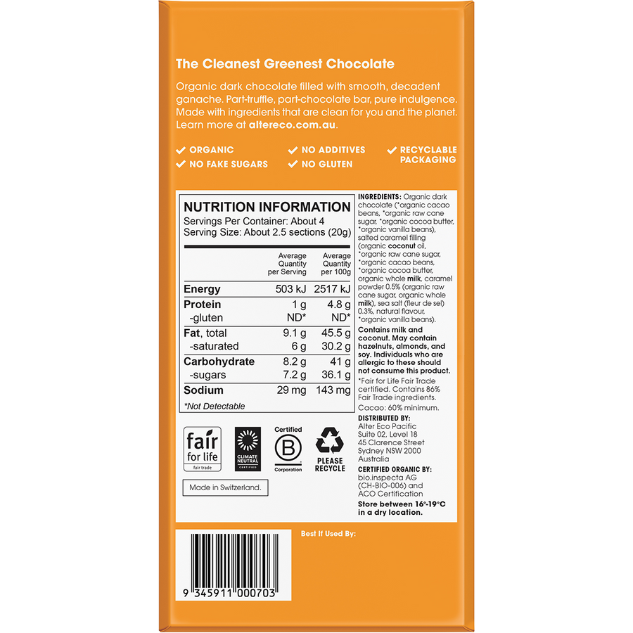 Chocolate Organic Salted Caramel Dark Truffle Thins