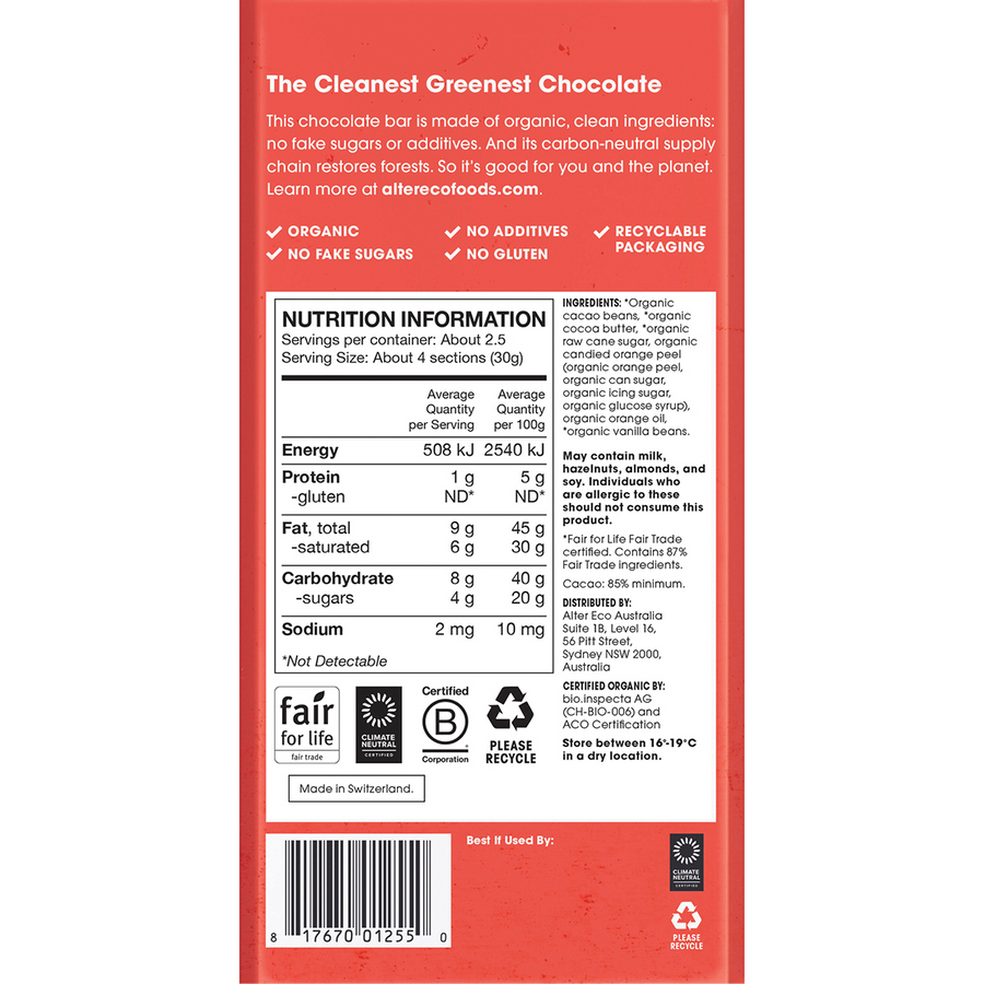 Chocolate Organic Dark Orange Blackout