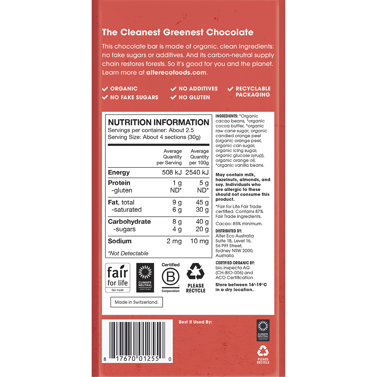 Chocolate Organic Dark Orange Blackout