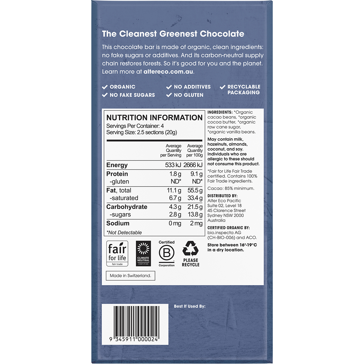 Chocolate Organic Dark Classic Blackout