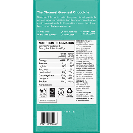 Chocolate Organic Dark Coconut Toffee