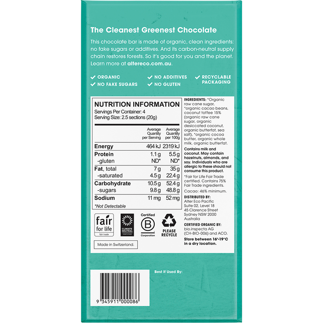 Chocolate Organic Dark Coconut Toffee