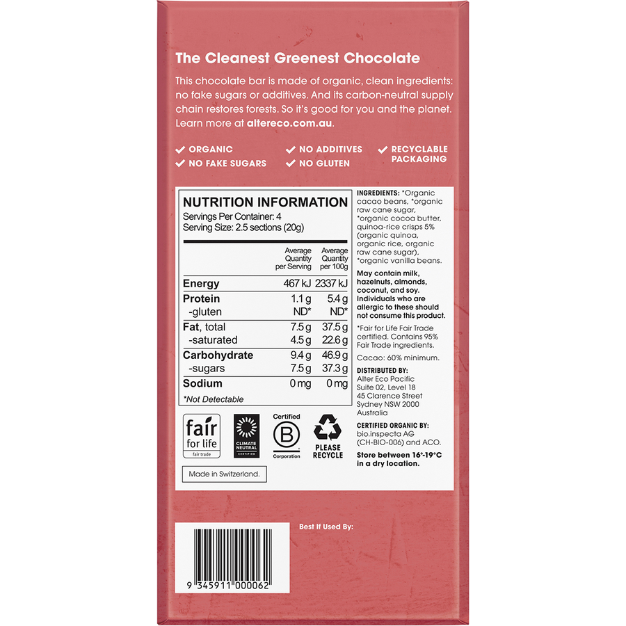 Chocolate Organic Dark Quinoa Crunch