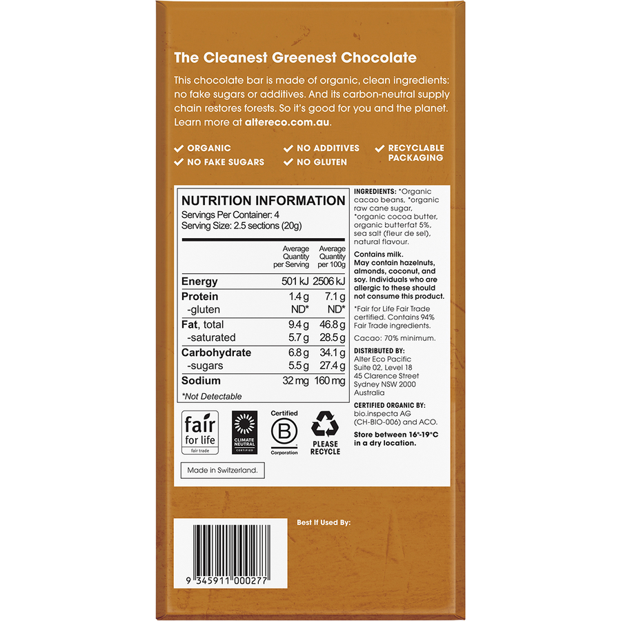 Chocolate Organic Dark Brown Butter