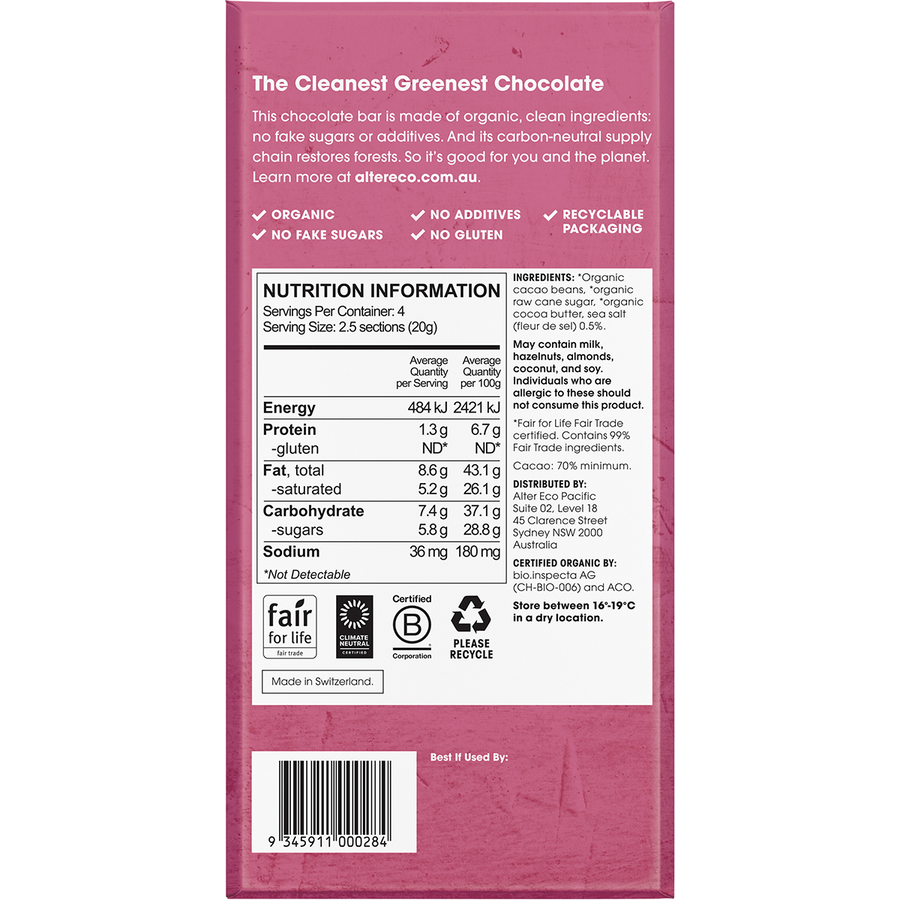 Chocolate Organic Dark Sea Salt