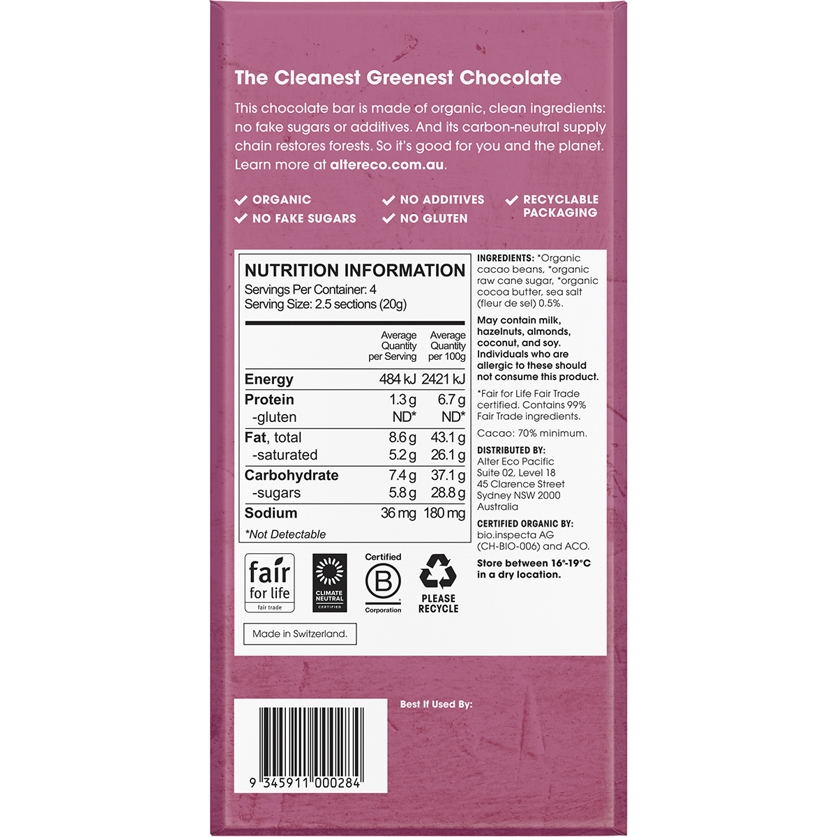 Chocolate Organic Dark Sea Salt