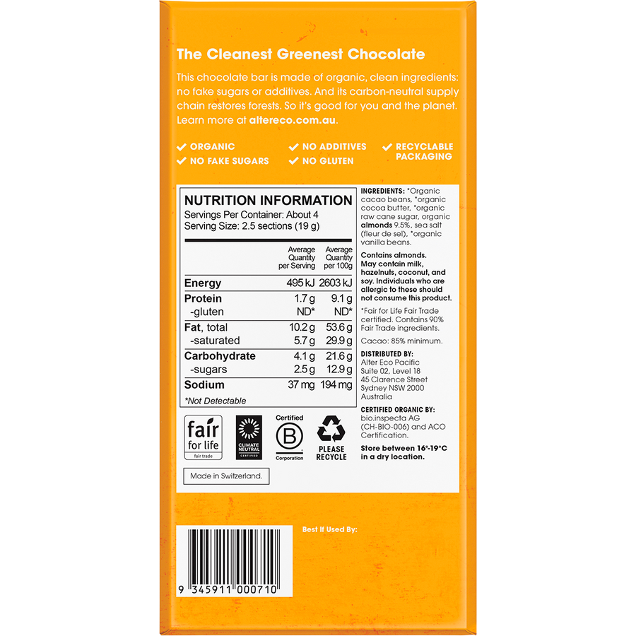 Chocolate Organic Dark Almonds Blackout