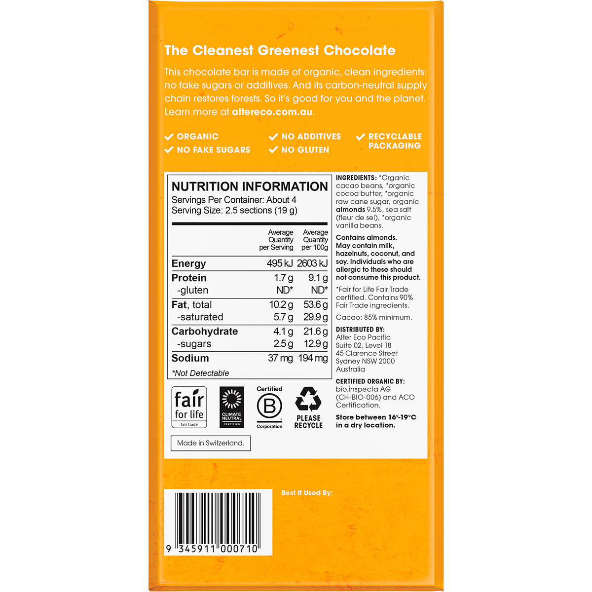 Chocolate Organic Dark Almonds Blackout