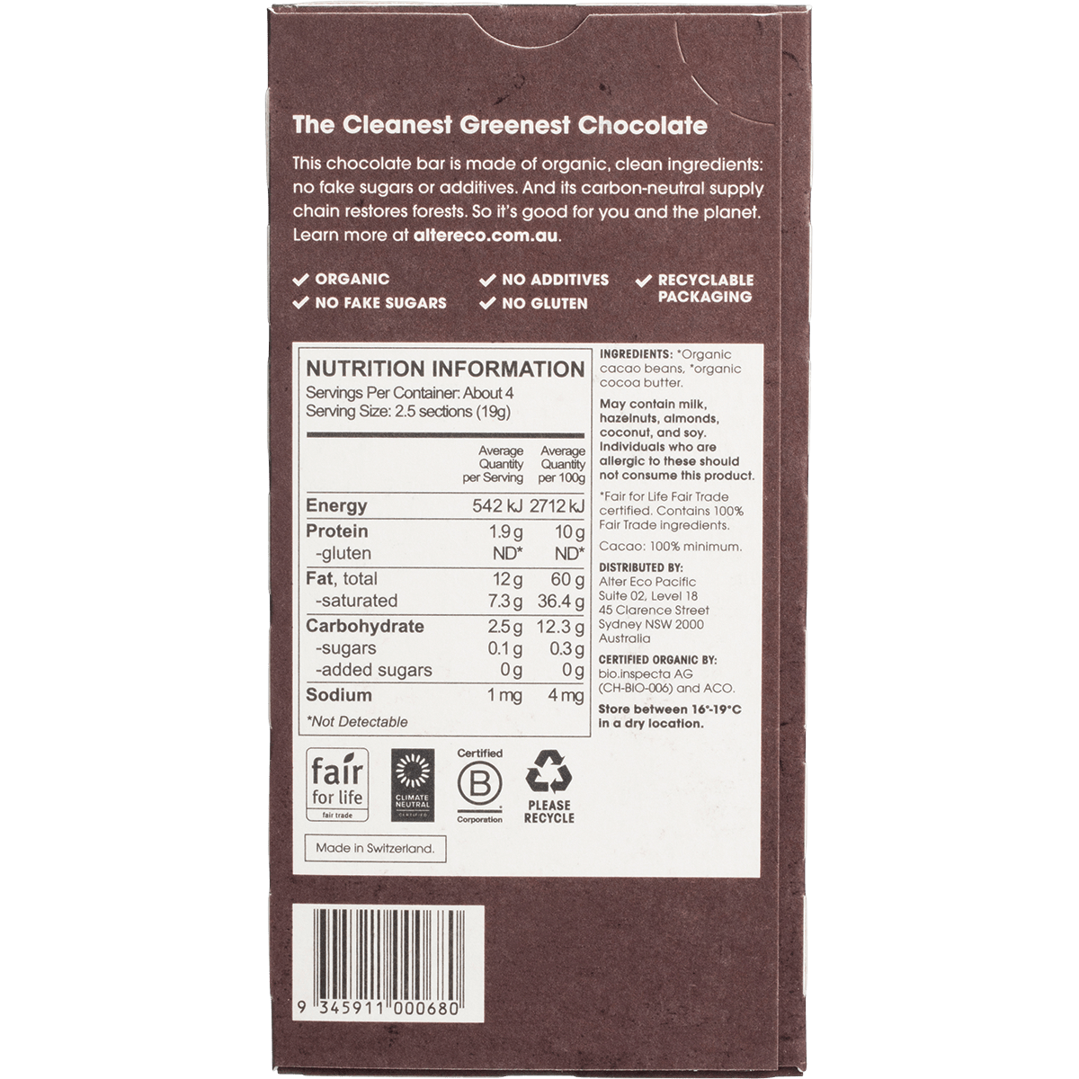 Chocolate Organic Dark Total Blackout