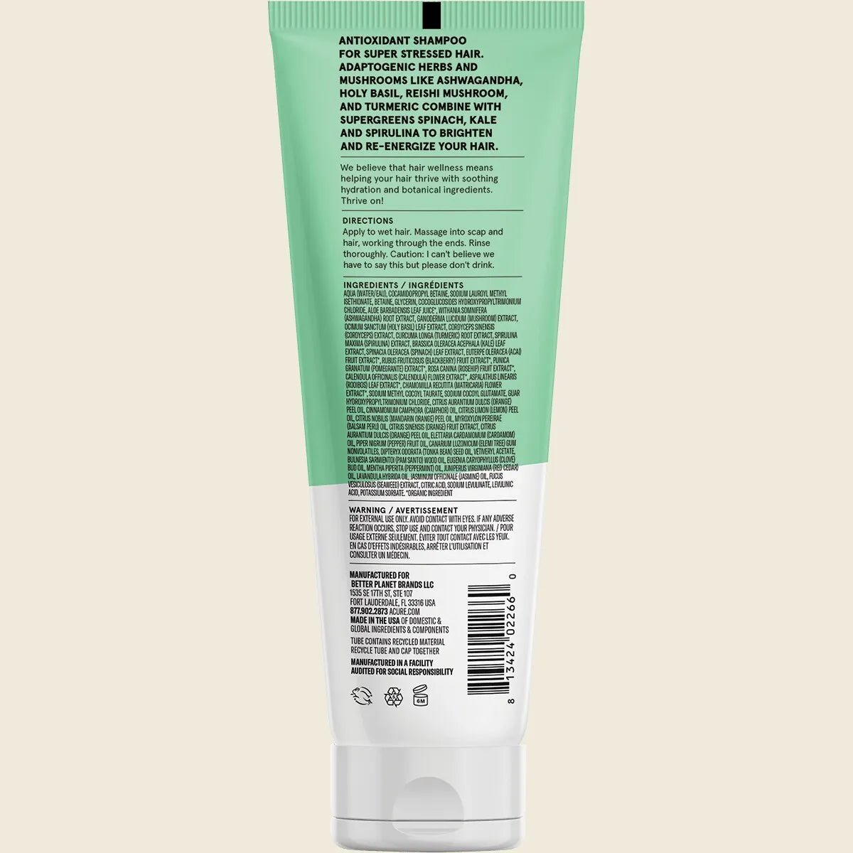 ACURE Juice Cleanse Supergreens & Adaptogens Shampoo 236ml