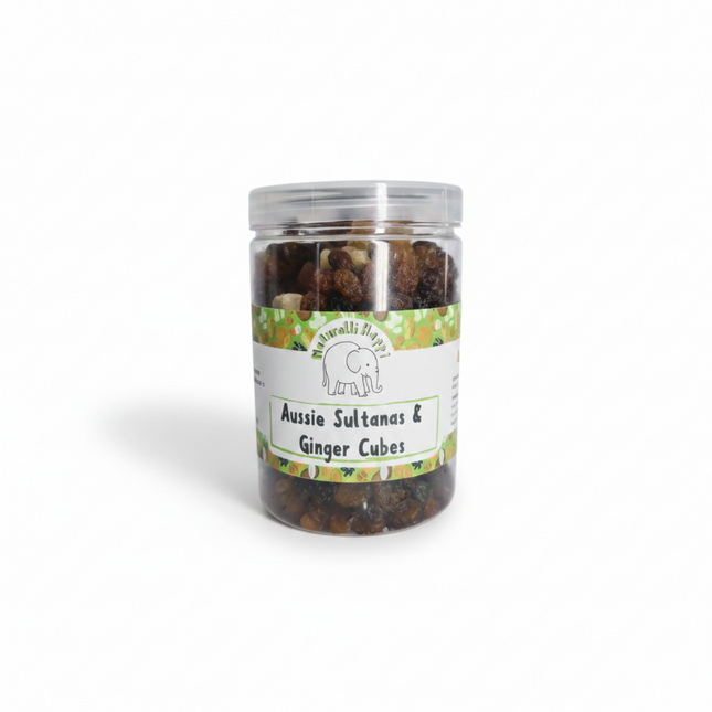 Naturalli Happi Sultanas with ginger cubes in a bag