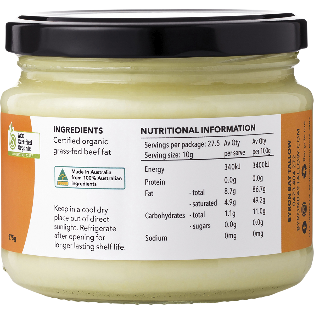 Organic Grass Fed Beef Tallow