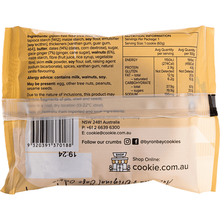 Byron Bay Cookies Gluten Free Cookies Sticky Date & Ginger