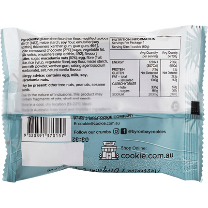 Byron Bay Cookies Gluten Free Cookies White Choc Macadamia