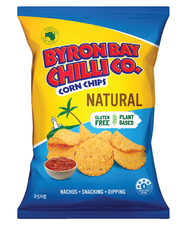 Byron Bay Chilli Corn Chips Natural 250g (Food Rescue)