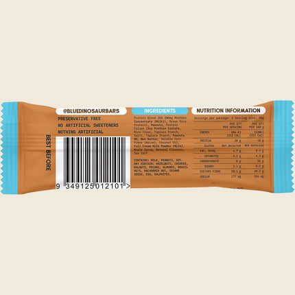Blue Dinosaur Protein + Fibre Bar Peanut Salted Caramel 12x50g