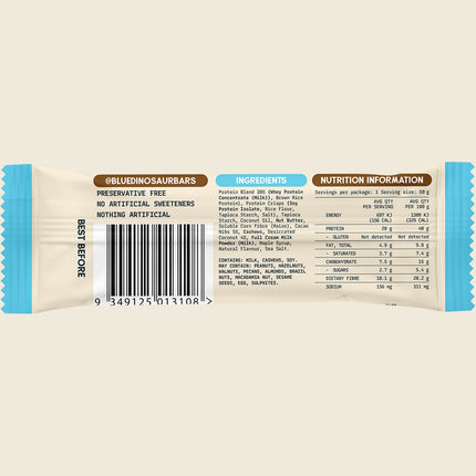 Blue Dinosaur Protein + Fibre Bar Coconut Choc Chip 12x50g