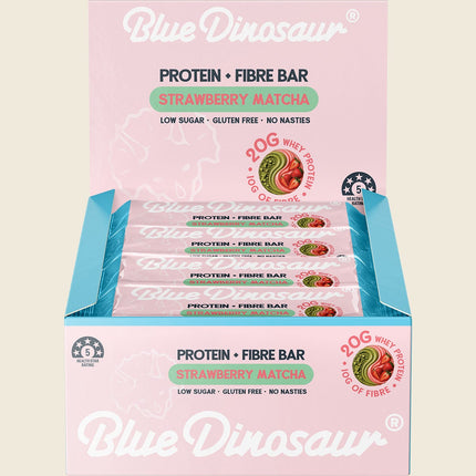 Blue Dinosaur Protein + Fibre Bar Strawberry Matcha 12x50g