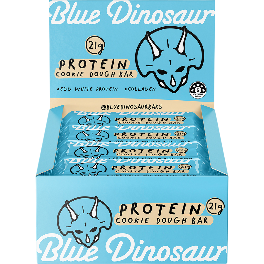 Blue Dinosaur Cookie Dough Protein Bar